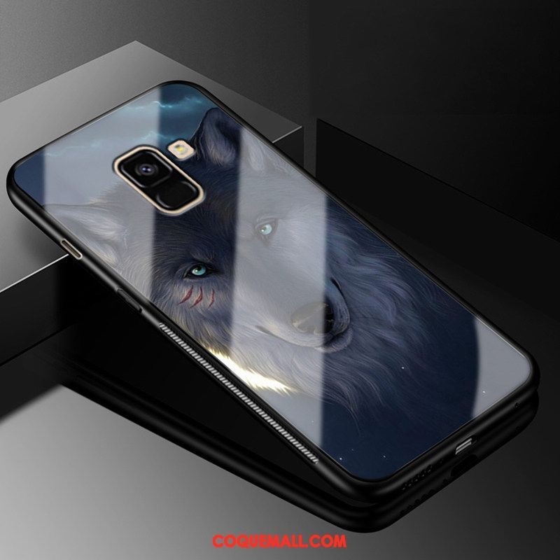 Étui Samsung Galaxy A8 2018 Étoile Noir Personnalité, Coque Samsung Galaxy A8 2018 Protection Verre