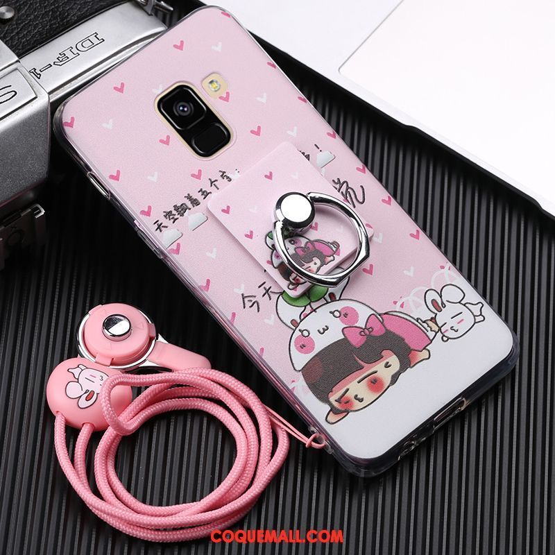 Étui Samsung Galaxy A8 2018 Étoile Téléphone Portable Rose, Coque Samsung Galaxy A8 2018 Anneau