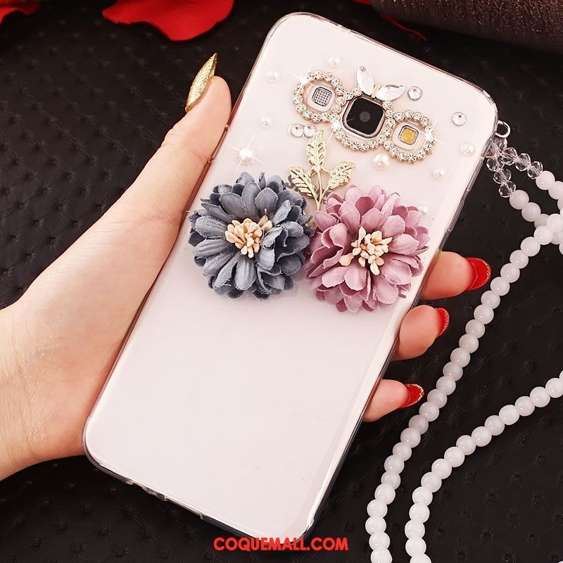 Étui Samsung Galaxy A8 Dessin Animé Fleurs Rose, Coque Samsung Galaxy A8 Charmant Violet