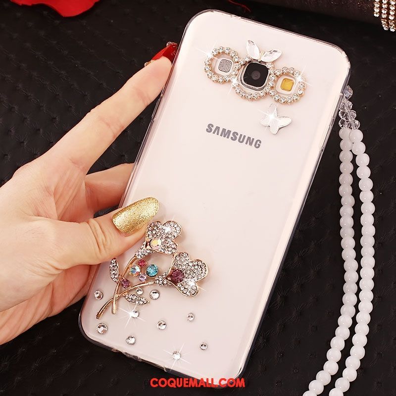 Étui Samsung Galaxy A8 Dessin Animé Fleurs Rose, Coque Samsung Galaxy A8 Charmant Violet