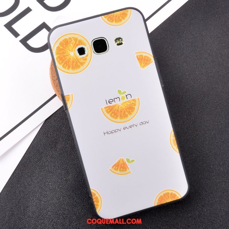 Étui Samsung Galaxy A8 Fluide Doux Petit Frais, Coque Samsung Galaxy A8 Jaune Incassable