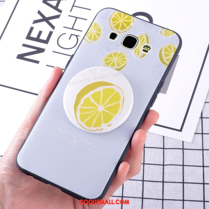 Étui Samsung Galaxy A8 Fluide Doux Petit Frais, Coque Samsung Galaxy A8 Jaune Incassable