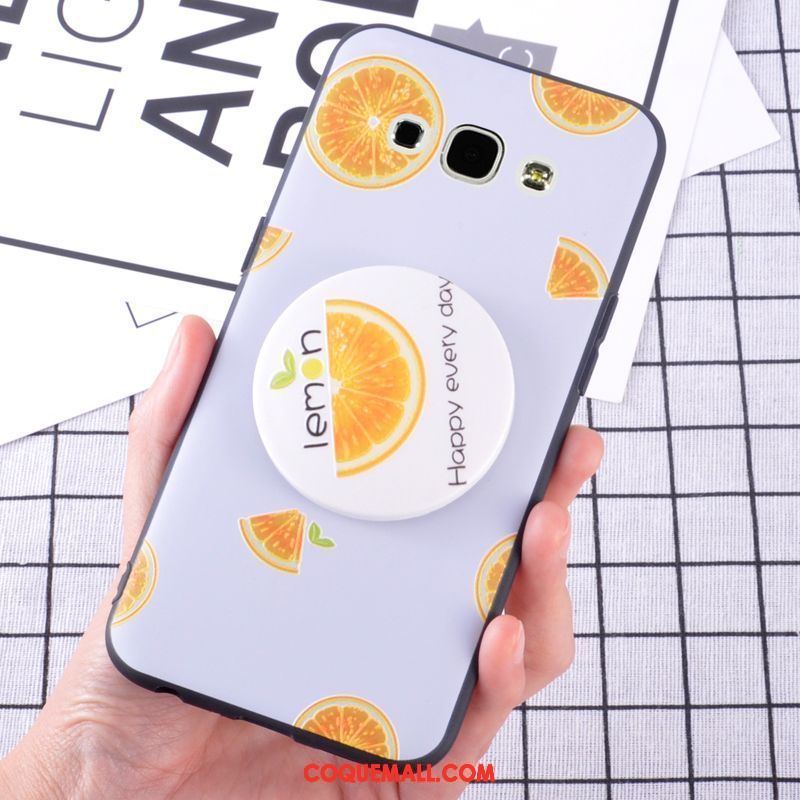 Étui Samsung Galaxy A8 Fluide Doux Petit Frais, Coque Samsung Galaxy A8 Jaune Incassable