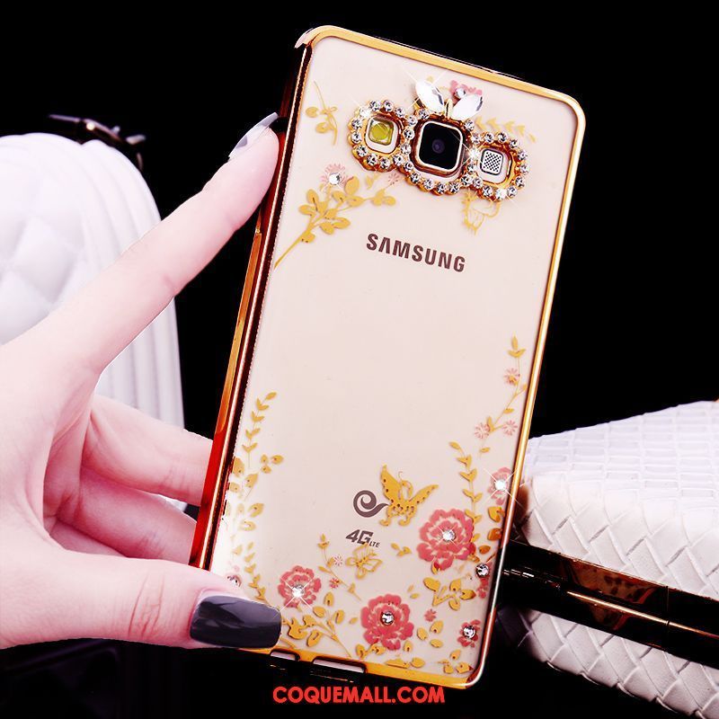 Étui Samsung Galaxy A8 Incassable Or Strass, Coque Samsung Galaxy A8 Luxe Silicone