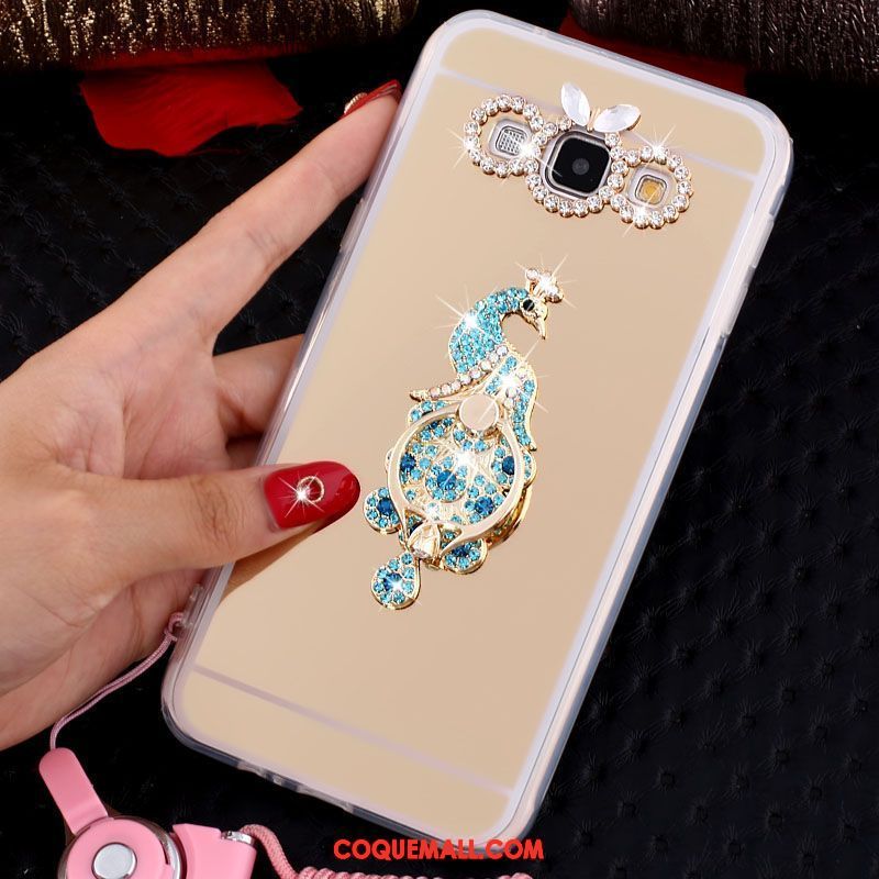 Étui Samsung Galaxy A8 Téléphone Portable Incruster Strass Papillon, Coque Samsung Galaxy A8 Ornements Suspendus Or