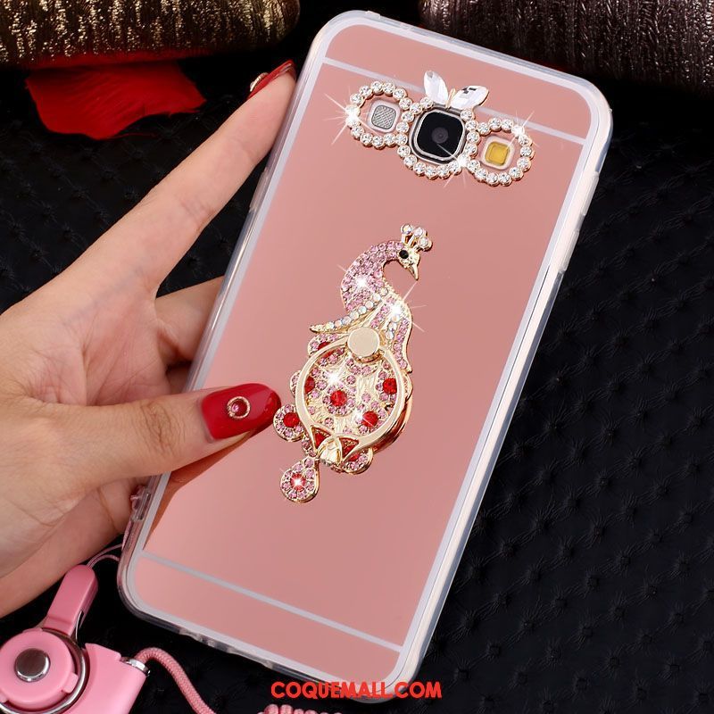 Étui Samsung Galaxy A8 Téléphone Portable Incruster Strass Papillon, Coque Samsung Galaxy A8 Ornements Suspendus Or