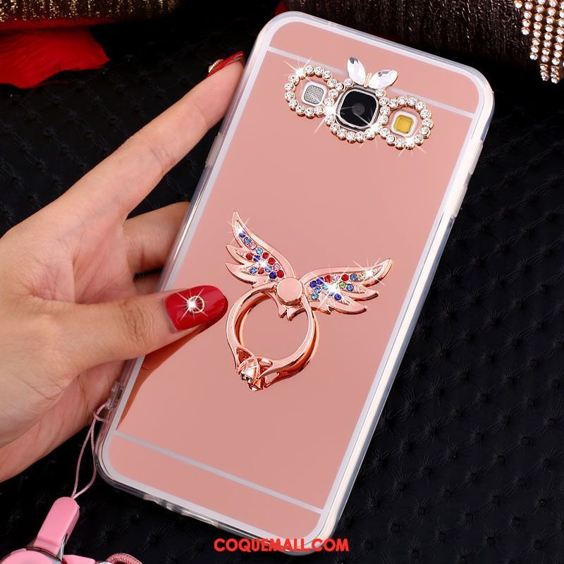 Étui Samsung Galaxy A8 Téléphone Portable Incruster Strass Papillon, Coque Samsung Galaxy A8 Ornements Suspendus Or