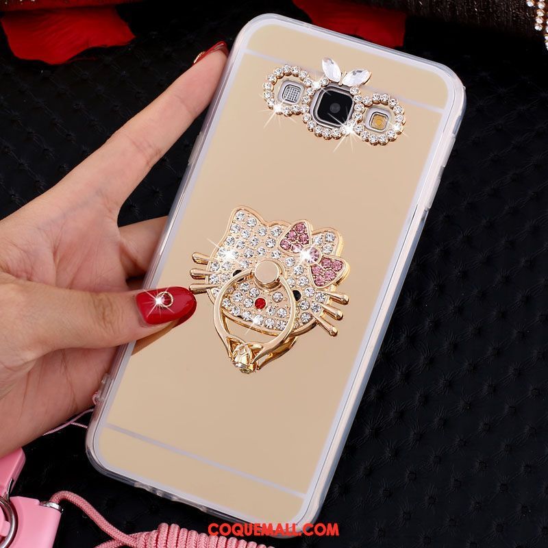 Étui Samsung Galaxy A8 Téléphone Portable Incruster Strass Papillon, Coque Samsung Galaxy A8 Ornements Suspendus Or