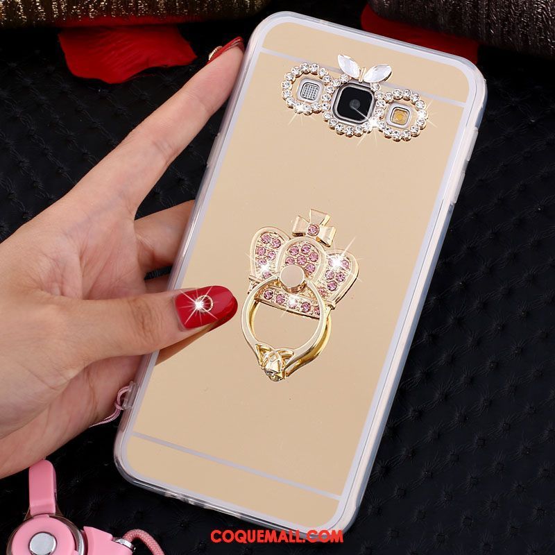 Étui Samsung Galaxy A8 Téléphone Portable Incruster Strass Papillon, Coque Samsung Galaxy A8 Ornements Suspendus Or