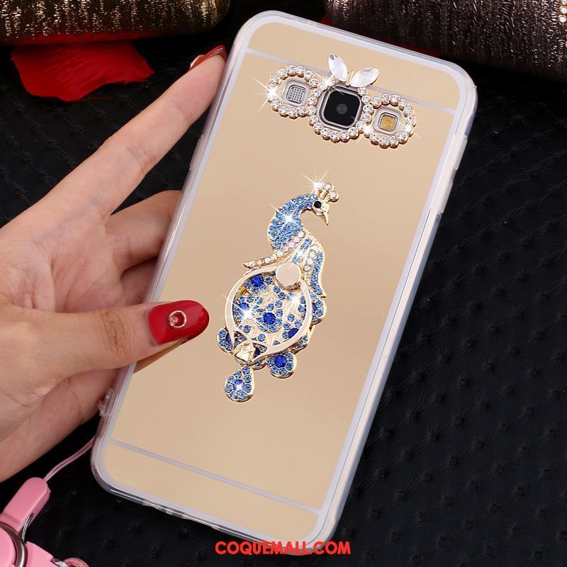 Étui Samsung Galaxy A8 Téléphone Portable Incruster Strass Papillon, Coque Samsung Galaxy A8 Ornements Suspendus Or