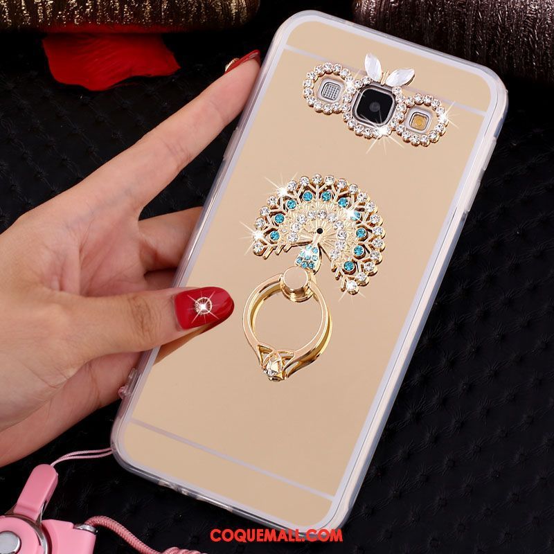 Étui Samsung Galaxy A8 Téléphone Portable Incruster Strass Papillon, Coque Samsung Galaxy A8 Ornements Suspendus Or