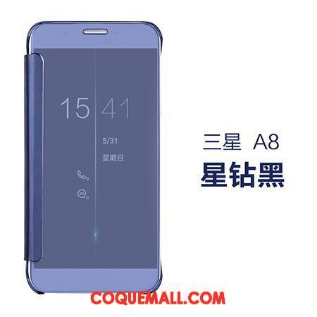 Étui Samsung Galaxy A8 Étoile Bleu Protection, Coque Samsung Galaxy A8 Dragon Miroir