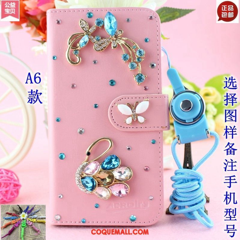 Étui Samsung Galaxy A8 Étoile Ornements Suspendus Tendance, Coque Samsung Galaxy A8 Étui En Cuir Rose