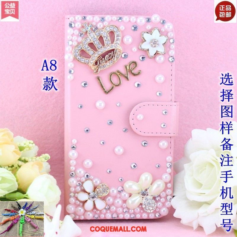 Étui Samsung Galaxy A8 Étoile Ornements Suspendus Tendance, Coque Samsung Galaxy A8 Étui En Cuir Rose