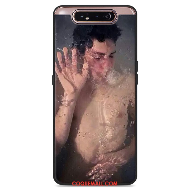 Étui Samsung Galaxy A80 Gris Téléphone Portable Fluide Doux, Coque Samsung Galaxy A80 Amoureux Personnalité