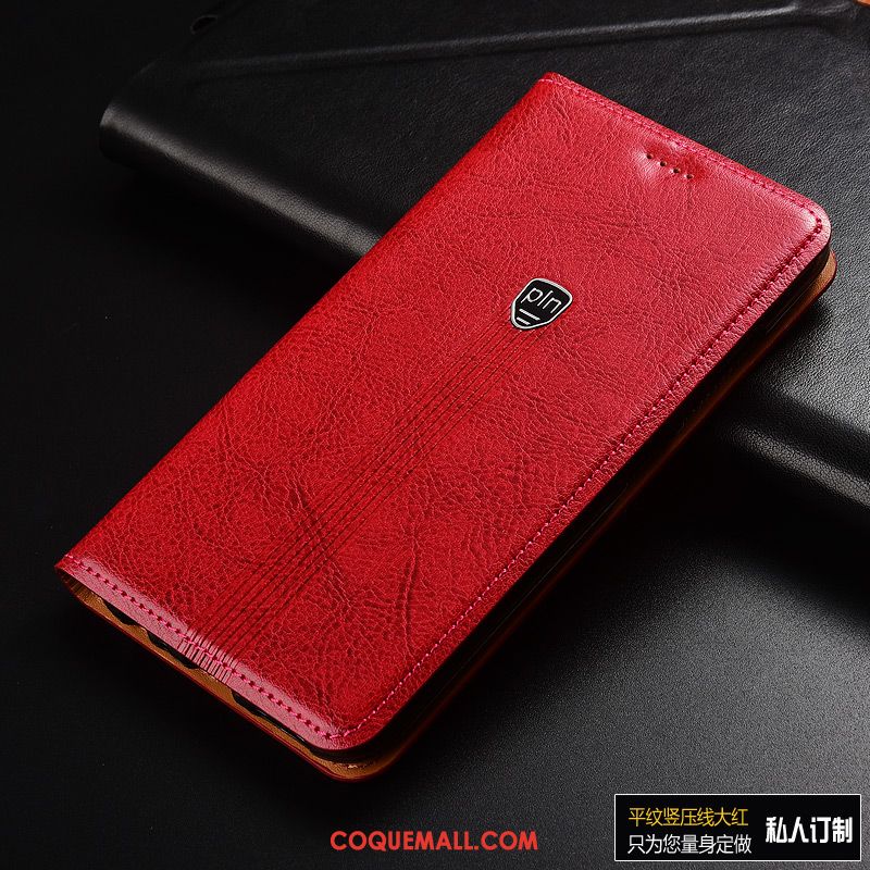 Étui Samsung Galaxy A80 Luxe Rouge Cuir Véritable, Coque Samsung Galaxy A80 Nouveau Silicone