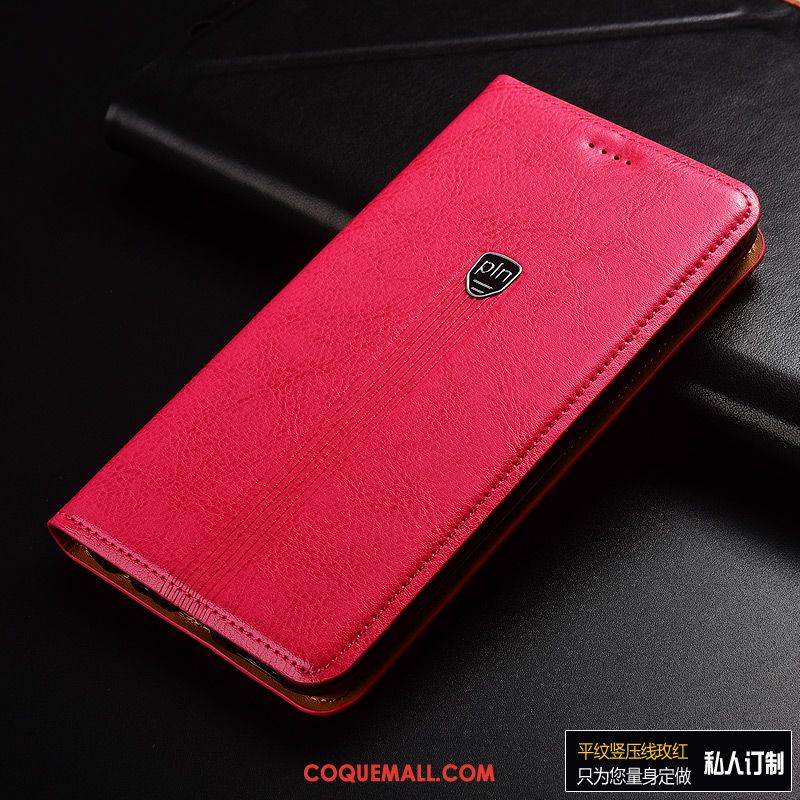 Étui Samsung Galaxy A80 Luxe Rouge Cuir Véritable, Coque Samsung Galaxy A80 Nouveau Silicone