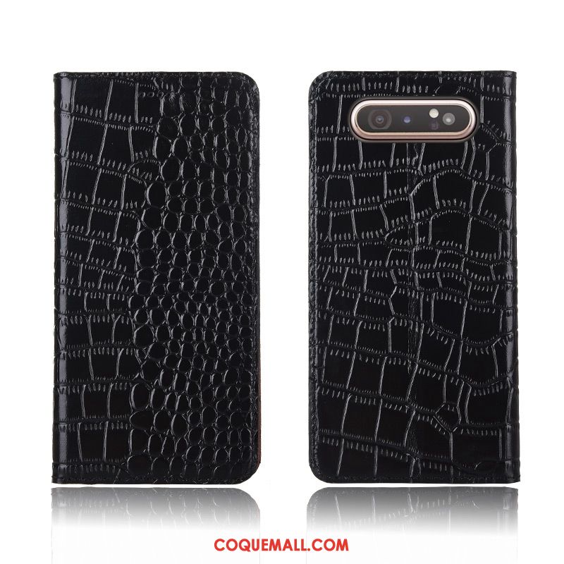 Étui Samsung Galaxy A80 Silicone Fluide Doux Protection, Coque Samsung Galaxy A80 Crocodile Marque De Tendance Braun