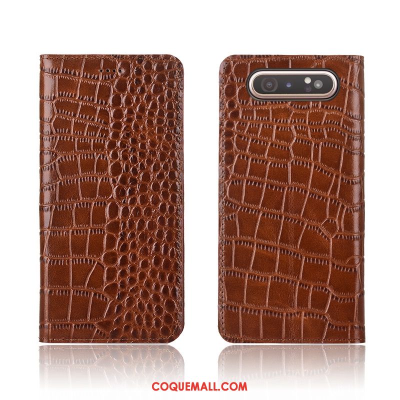 Étui Samsung Galaxy A80 Silicone Fluide Doux Protection, Coque Samsung Galaxy A80 Crocodile Marque De Tendance Braun