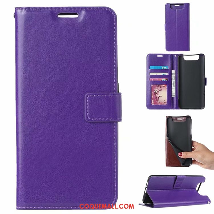 Étui Samsung Galaxy A80 Téléphone Portable Violet Clamshell, Coque Samsung Galaxy A80 Étoile En Cuir