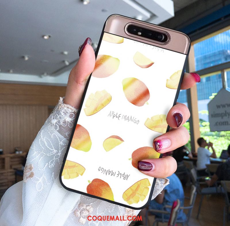 Étui Samsung Galaxy A80 Verre Silicone Tout Compris, Coque Samsung Galaxy A80 Rose Téléphone Portable