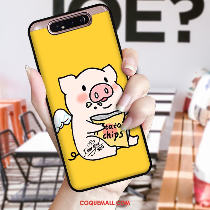 Étui Samsung Galaxy A80 Étoile Fluide Doux Dessin Animé, Coque Samsung Galaxy A80 Jaune Téléphone Portable