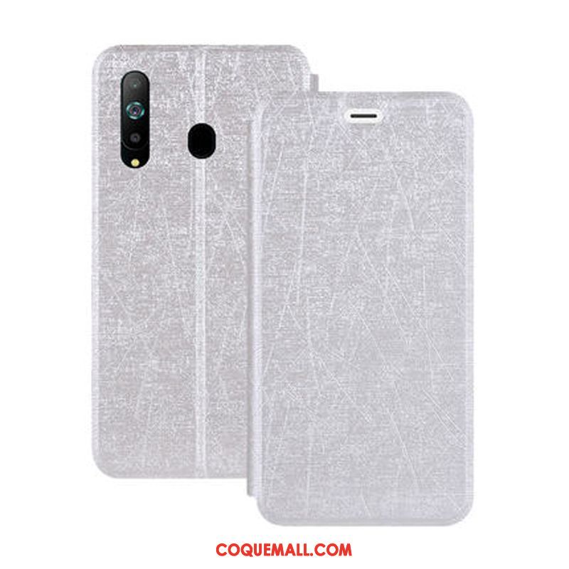 Étui Samsung Galaxy A8s Boucle Magnétique Blanc Fluide Doux, Coque Samsung Galaxy A8s En Cuir Étoile