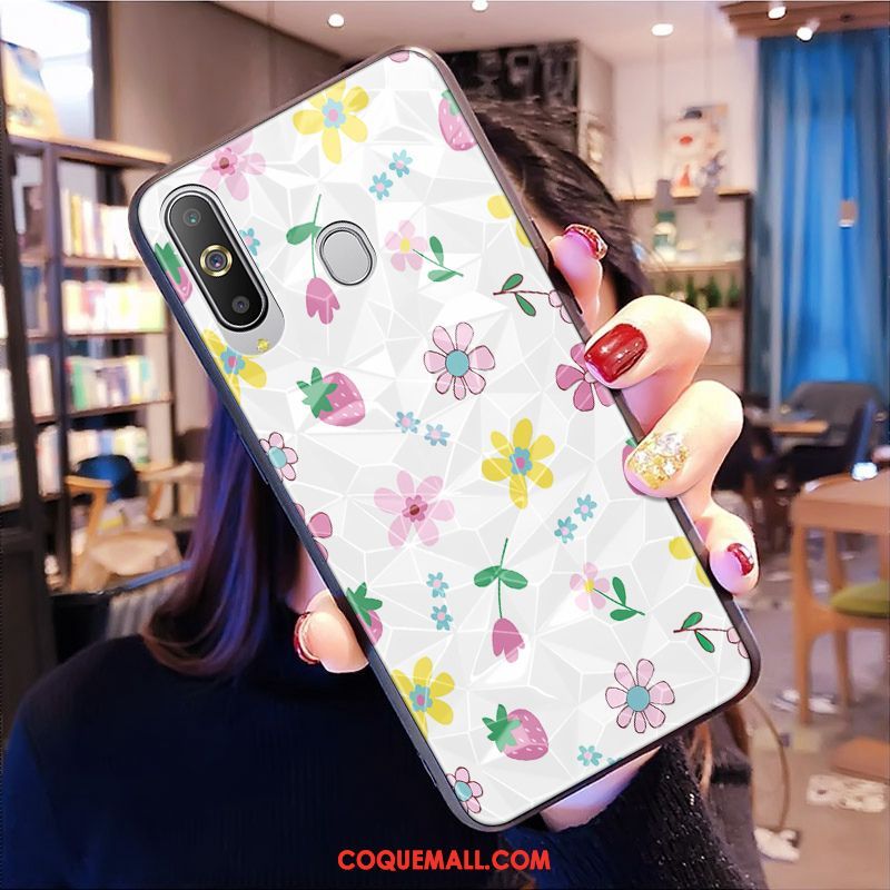 Étui Samsung Galaxy A8s Protection Fleurs Frais, Coque Samsung Galaxy A8s Losange Tout Compris