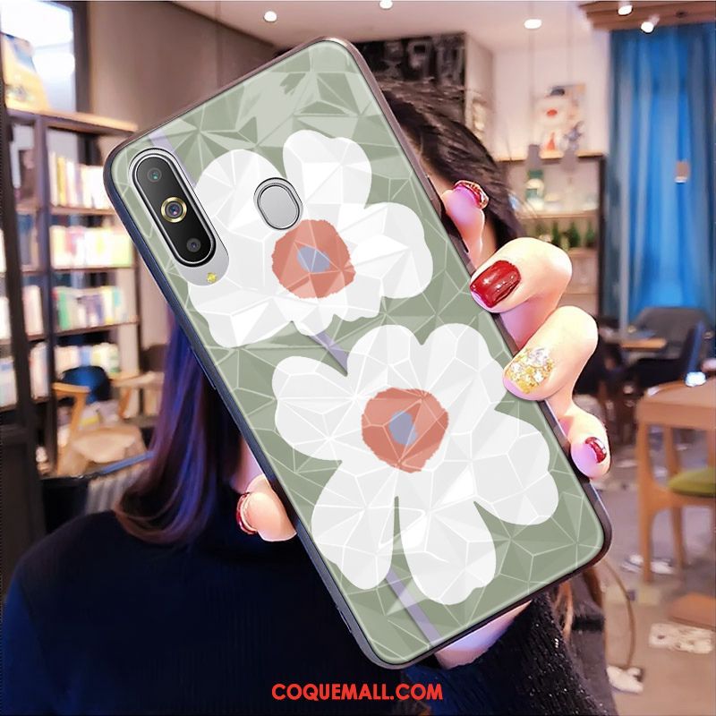 Étui Samsung Galaxy A8s Protection Fleurs Frais, Coque Samsung Galaxy A8s Losange Tout Compris