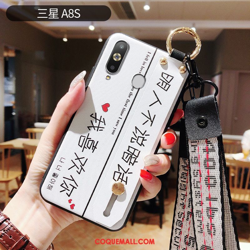 Étui Samsung Galaxy A8s Silicone Blanc Ornements Suspendus, Coque Samsung Galaxy A8s Protection Clamshell
