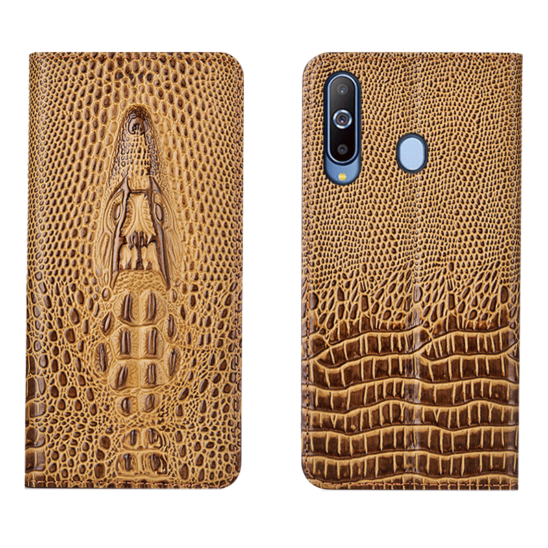 Étui Samsung Galaxy A8s Étoile Jaune Tout Compris, Coque Samsung Galaxy A8s Incassable Cuir Véritable