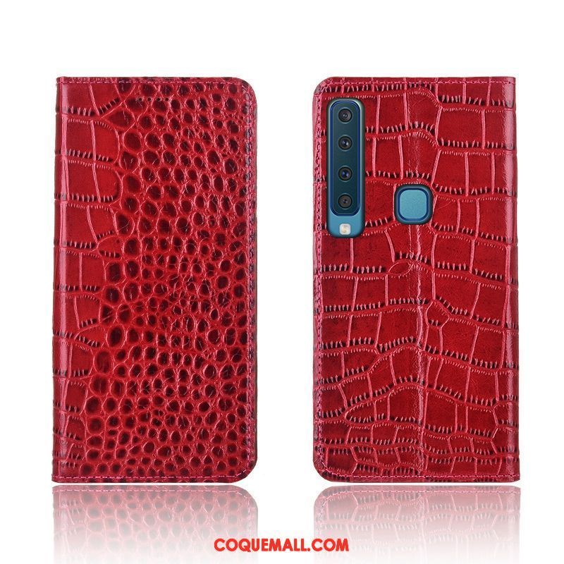 Étui Samsung Galaxy A9 2018 Crocodile Étui En Cuir Téléphone Portable, Coque Samsung Galaxy A9 2018 Noir Nouveau