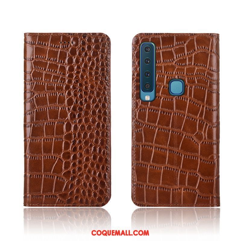 Étui Samsung Galaxy A9 2018 Crocodile Étui En Cuir Téléphone Portable, Coque Samsung Galaxy A9 2018 Noir Nouveau