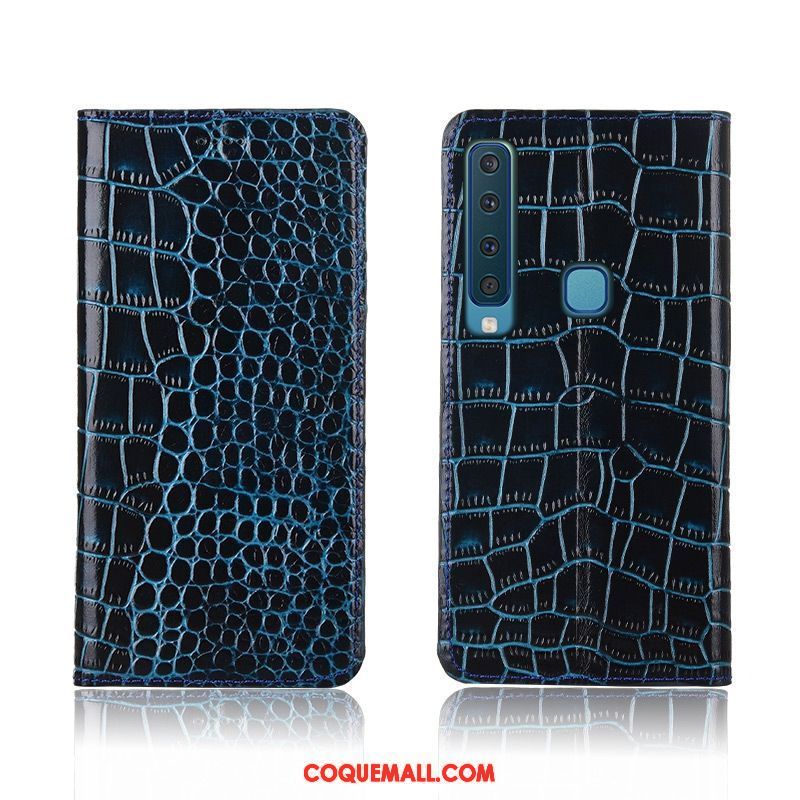 Étui Samsung Galaxy A9 2018 Crocodile Étui En Cuir Téléphone Portable, Coque Samsung Galaxy A9 2018 Noir Nouveau