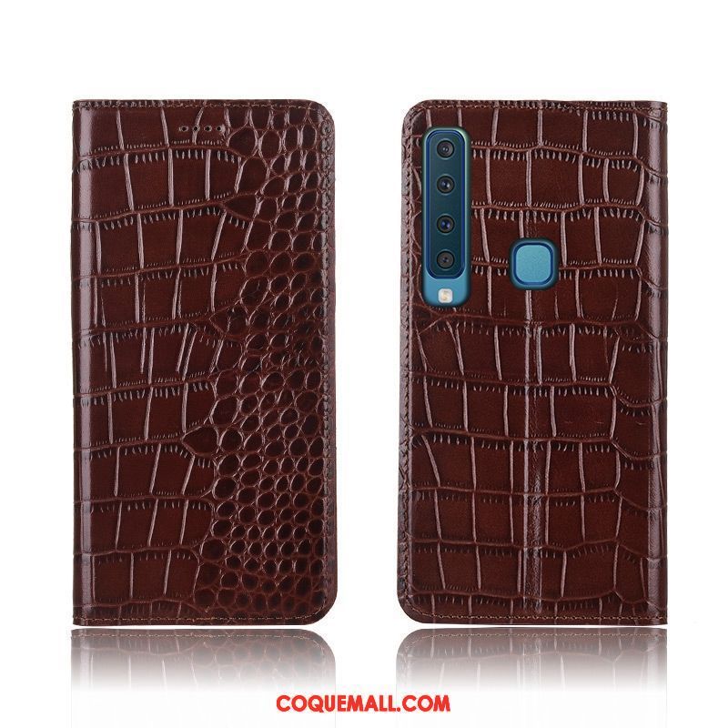 Étui Samsung Galaxy A9 2018 Crocodile Étui En Cuir Téléphone Portable, Coque Samsung Galaxy A9 2018 Noir Nouveau