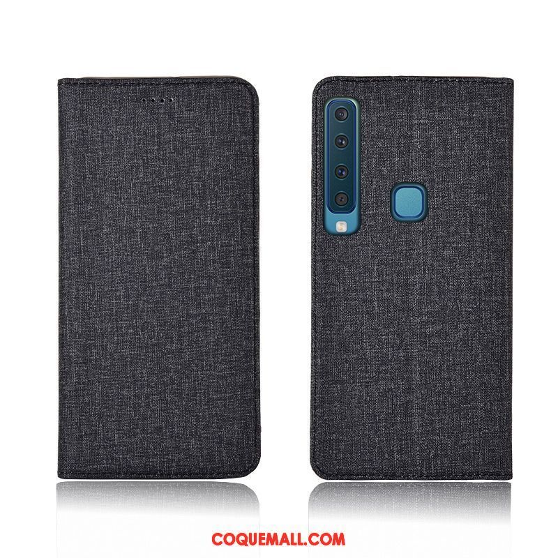 Étui Samsung Galaxy A9 2018 Silicone Lin Étui En Cuir, Coque Samsung Galaxy A9 2018 Bleu Étoile