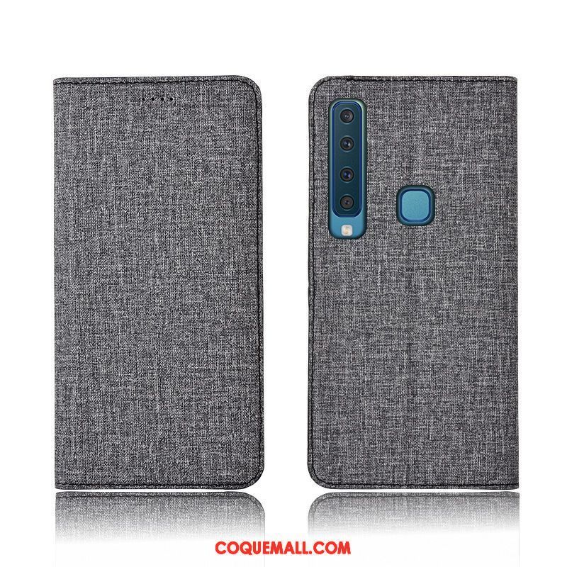 Étui Samsung Galaxy A9 2018 Silicone Lin Étui En Cuir, Coque Samsung Galaxy A9 2018 Bleu Étoile