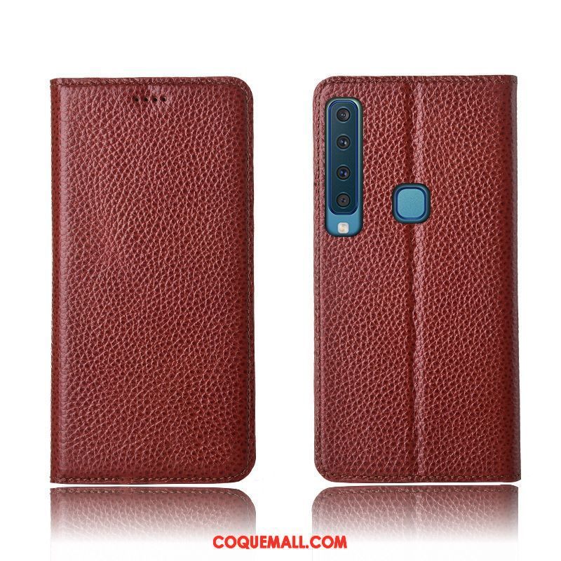 Étui Samsung Galaxy A9 2018 Tout Compris Cuir Véritable Étoile, Coque Samsung Galaxy A9 2018 Étui En Cuir Téléphone Portable