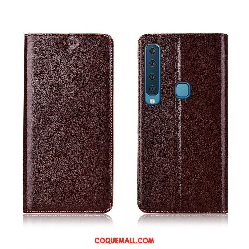 Étui Samsung Galaxy A9 2018 Tout Compris Fluide Doux Étui En Cuir, Coque Samsung Galaxy A9 2018 Protection Cuir Véritable