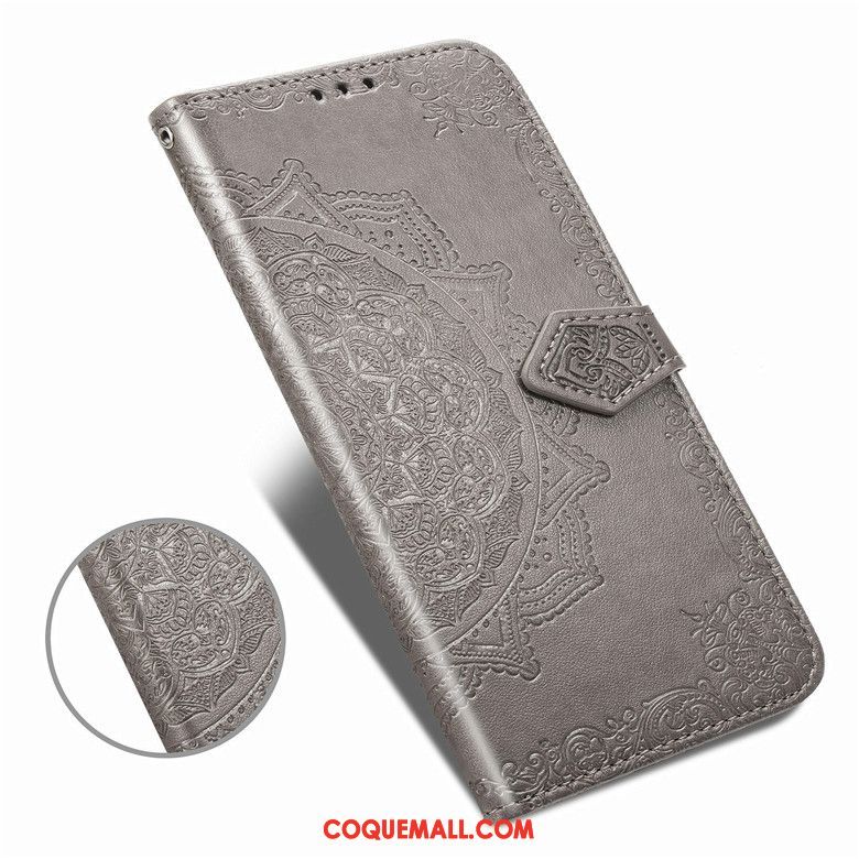 Étui Samsung Galaxy A90 5g En Cuir Étoile Gris, Coque Samsung Galaxy A90 5g Incassable Protection