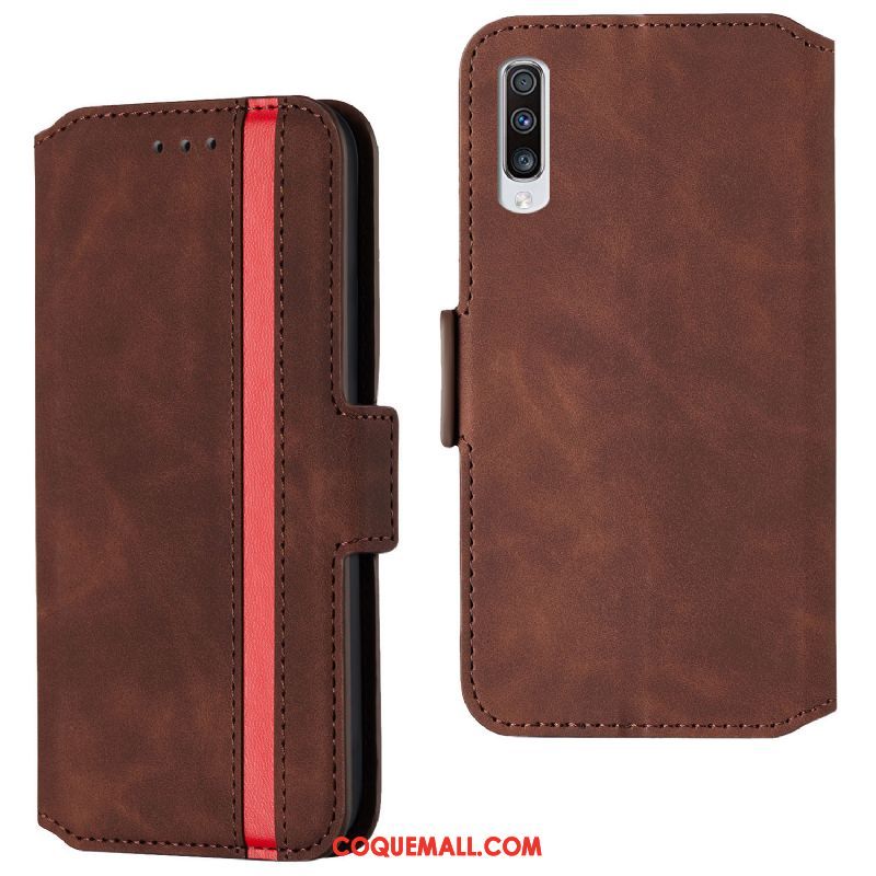 Étui Samsung Galaxy A90 5g En Cuir Étoile Incassable, Coque Samsung Galaxy A90 5g Membrane Tout Compris Braun