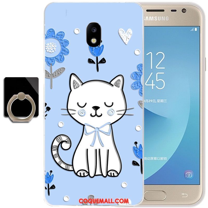 Étui Samsung Galaxy J3 2017 Bleu Fluide Doux Tout Compris, Coque Samsung Galaxy J3 2017 Téléphone Portable Tendance