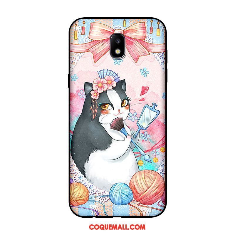 Étui Samsung Galaxy J5 2017 Dessin Animé Chat Charmant, Coque Samsung Galaxy J5 2017 Noir Personnalisé