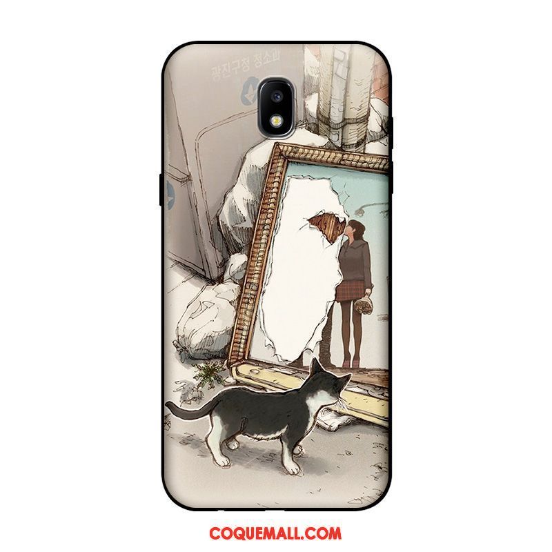 Étui Samsung Galaxy J5 2017 Dessin Animé Chat Charmant, Coque Samsung Galaxy J5 2017 Noir Personnalisé