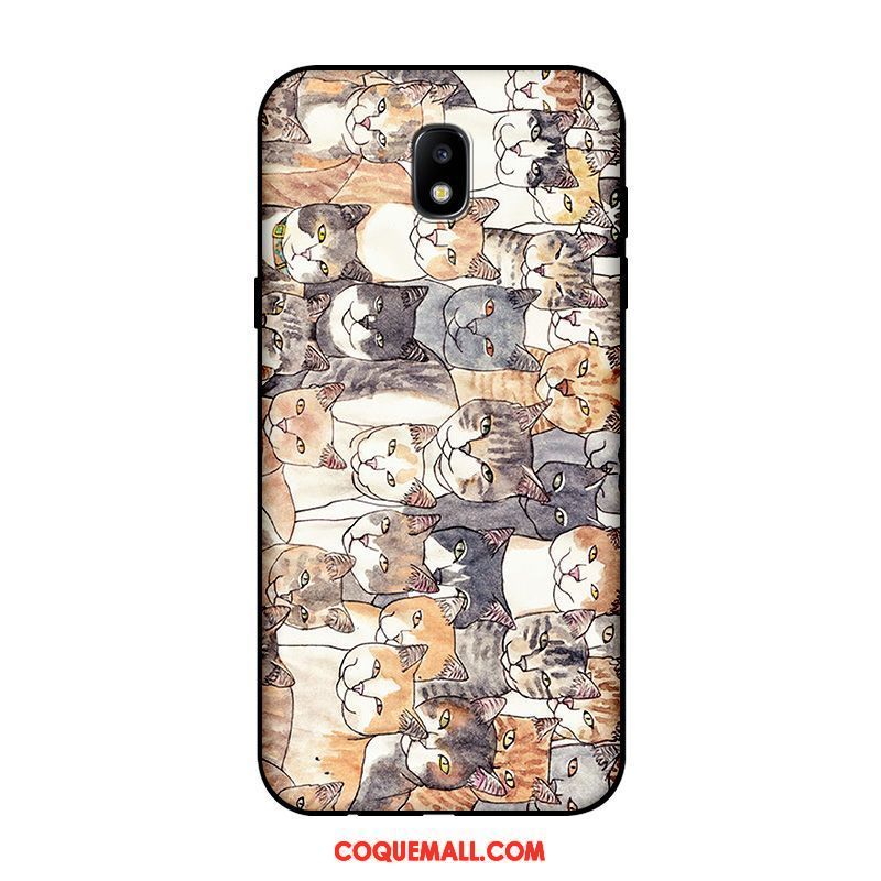 Étui Samsung Galaxy J5 2017 Dessin Animé Chat Charmant, Coque Samsung Galaxy J5 2017 Noir Personnalisé