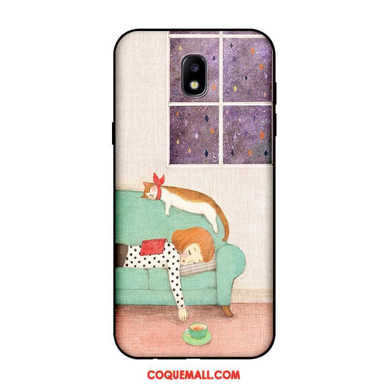 Étui Samsung Galaxy J5 2017 Dessin Animé Chat Charmant, Coque Samsung Galaxy J5 2017 Noir Personnalisé