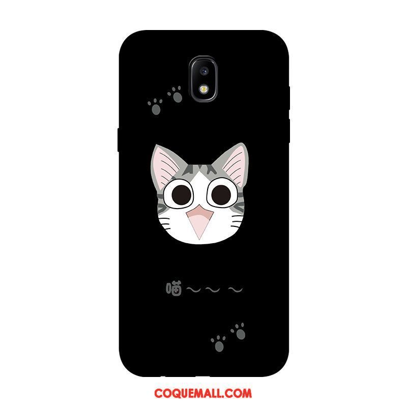 Étui Samsung Galaxy J5 2017 Dessin Animé Chat Charmant, Coque Samsung Galaxy J5 2017 Noir Personnalisé