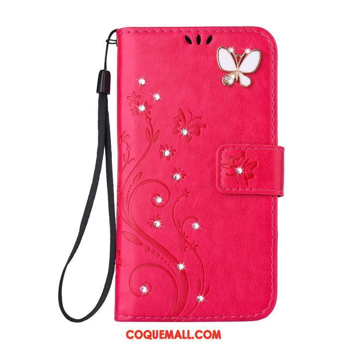 Étui Samsung Galaxy J5 2017 Étoile Papillon Rose, Coque Samsung Galaxy J5 2017 Rouge Protection