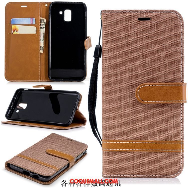 Étui Samsung Galaxy J6 En Denim Étoile Étui En Cuir, Coque Samsung Galaxy J6 Téléphone Portable Bleu