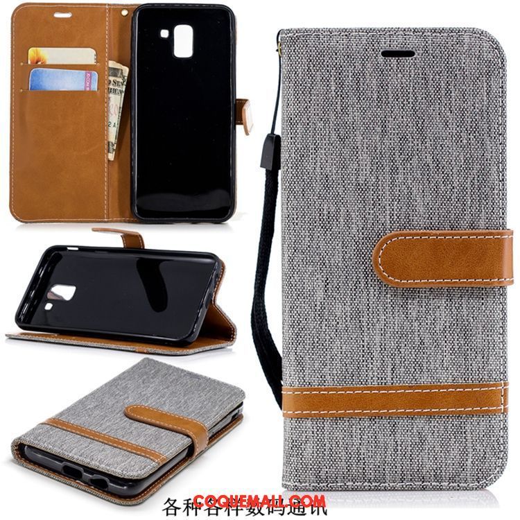 Étui Samsung Galaxy J6 En Denim Étoile Étui En Cuir, Coque Samsung Galaxy J6 Téléphone Portable Bleu